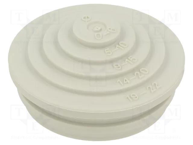 Grommet; elastomer thermoplastic TPE; light grey; Øcable: 0÷22mm OBO BETTERMANN OBO-2012354