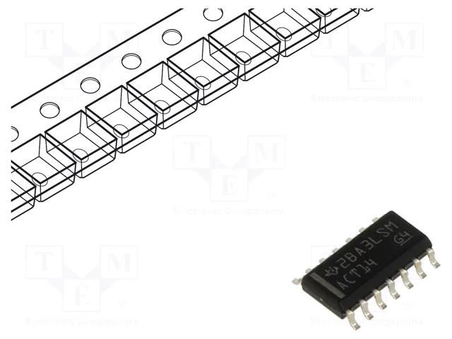 IC: digital; NOT; Ch: 6; SMD; SO14; IN: with Schmitt trigger; ACT TEXAS INSTRUMENTS SN74ACT14DR