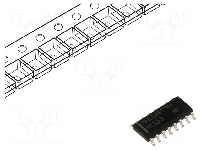 IC: digital; 4 to 1 line,multiplexer,data selector; SMD; SO16 TEXAS INSTRUMENTS SN74HC153DR