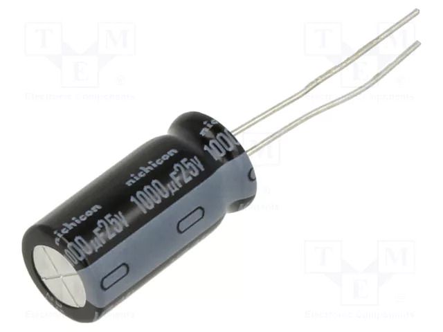 Capacitor: electrolytic; THT; 1000uF; 25VDC; Ø10x20mm; Pitch: 5mm NICHICON UVZ1E102MPD1TD
