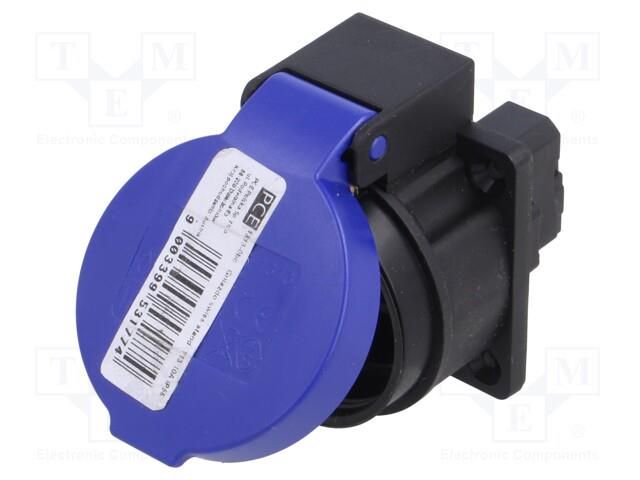 Connector: AC supply; socket; 2P+PE; 250VAC; 10A; black,blue; PIN: 3 PCE 1313-0BC