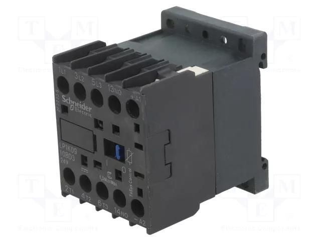 Contactor: 3-pole; NO x3; Auxiliary contacts: NO; 24VDC; 9A; W: 45mm SCHNEIDER ELECTRIC LP1K0910BD3