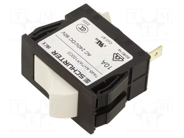 Circuit breaker; 10A; Poles: 1; SNAP-IN; TA45 2P; MCB SCHURTER TA45-AHTWF100C0