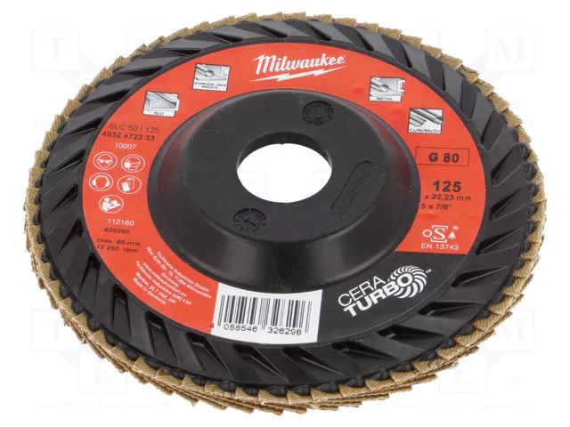 Flap grinding wheels; Ø: 125mm; Granularity: 80; 22.22mm Milwaukee MW-4932472233