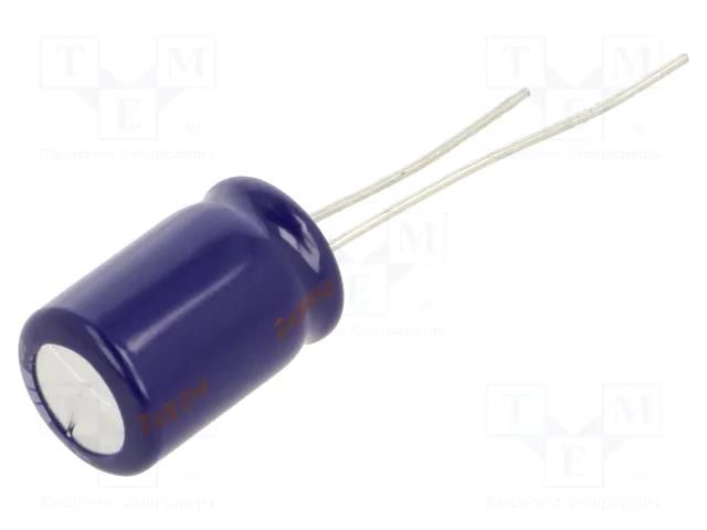 Capacitor: electrolytic; THT; 220uF; 63VDC; Ø10x16mm; Pitch: 5mm PANASONIC ECA1JM221B
