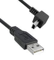 USB 2.0 A MALE TO USB 2.0 MINI B MALE UP ANGLED, 3FT LENGTH, 480MBPS, BLACK COLOR 97AC8896 3021072-03