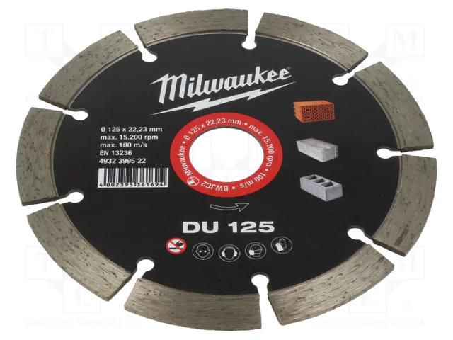 Cutting diamond wheel; Ø: 125mm; Øhole: 22.2mm; Disc thick: 2.3mm Milwaukee MW-4932399522