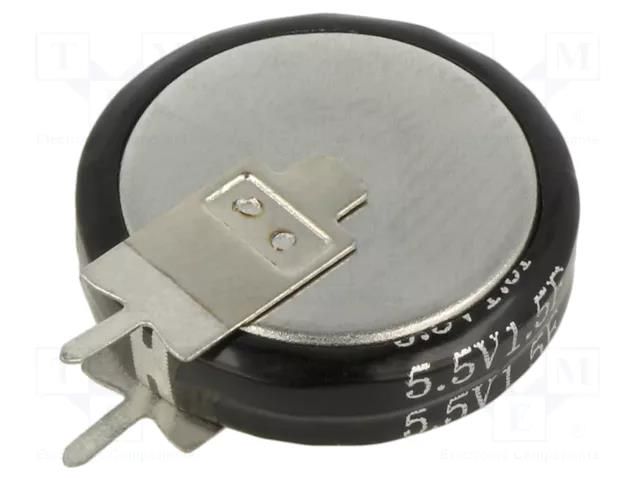 Supercapacitor; THT; 1.5F; 5.5VDC; Ø19.2x4.8mm; Leads: V type Viking SC5V5V155Z