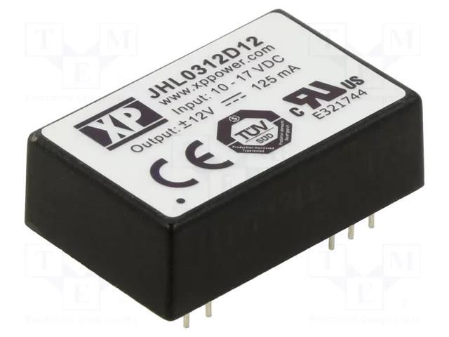 Converter: DC/DC; 3W; Uin: 10÷17VDC; Uout: 12VDC; Uout2: -12VDC; THT XP POWER JHL0312D12