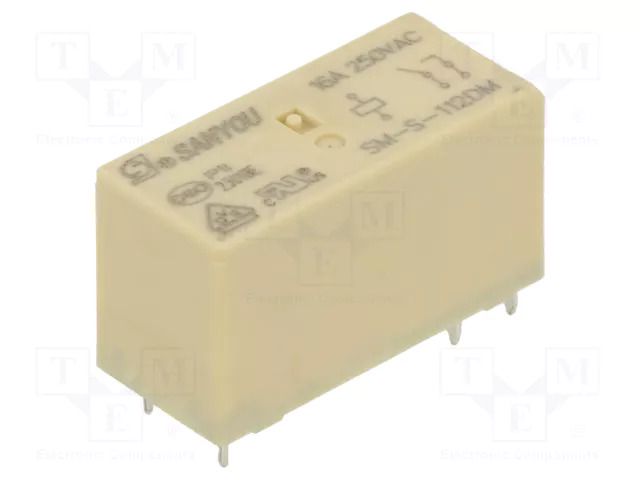 Relay: electromagnetic; SPST-NO; Ucoil: 12VDC; Icontacts max: 16A SANYOU SM-S-112DM