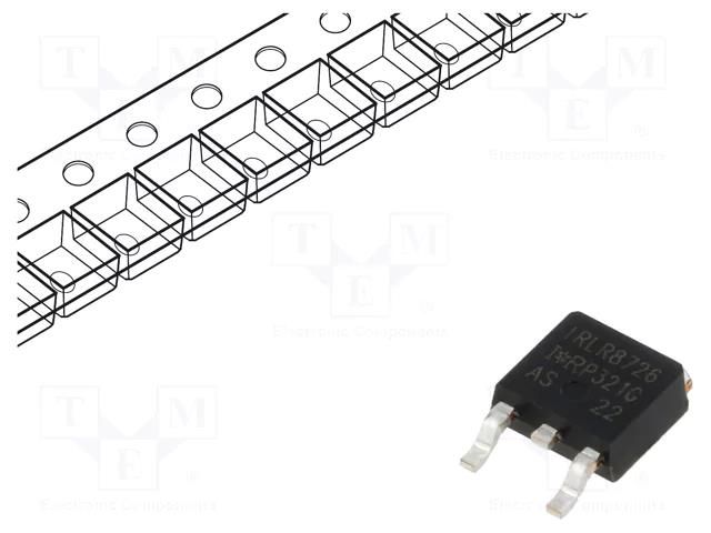 Transistor: N-MOSFET; unipolar; 30V; 61A; Idm: 340A; 75W; DPAK INFINEON TECHNOLOGIES IRLR8726TRPBF