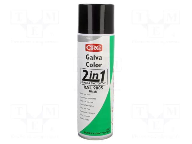 Paint; black; RAL: 9005; spray; GALVACOLOR; 500ml; 1.08g/cm3@20°C CRC CRC-GC-BK/500