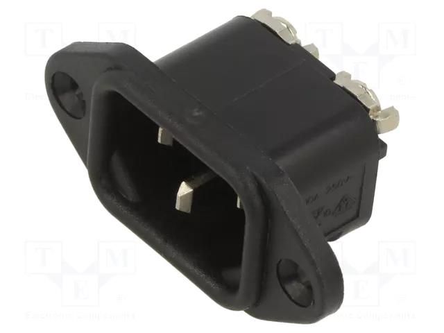 Connector: AC supply; socket; male; 10A; 250VAC; C14 (E); IEC 60320 BULGIN PX0580/TERM