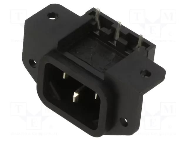 Connector: AC supply; socket; male; 10A; 250VAC; C14 (E); IEC 60320 BULGIN PX0580/PC/12132