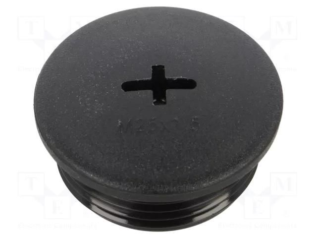 Stopper; M25; 1.5; polyamide; black; Thread: metric; 10mm; 10pcs. ALPHA WIRE HPM25-BK080