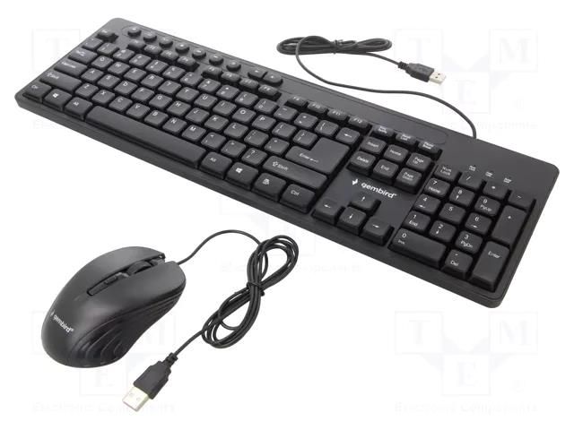 Office kit; black; universal; USB A; wired,US layout; 1.5m GEMBIRD KBS-UM-04