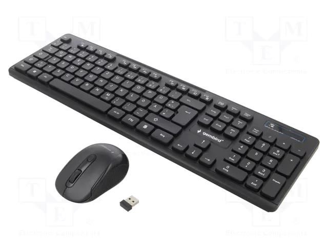 Office kit; black; universal; USB A; wireless,DE layout,slim GEMBIRD KBS-WCH-03-DE