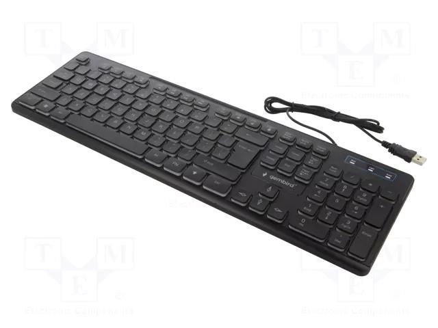 Keyboard; black; USB A; wired,US layout; Features: with LED; 1.4m GEMBIRD KB-UML-02