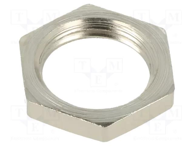 Nut; M16; brass; Thread: metric; Pitch: 1.5; Plating: nickel HELLERMANNTYTON ALNPB-M16-NPB-ML