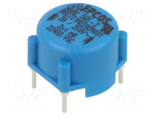 Inductor: common mode; THT; 1mH; 2A; 80mΩ; ±30%; horizontal EPCOS B82721A2202N001