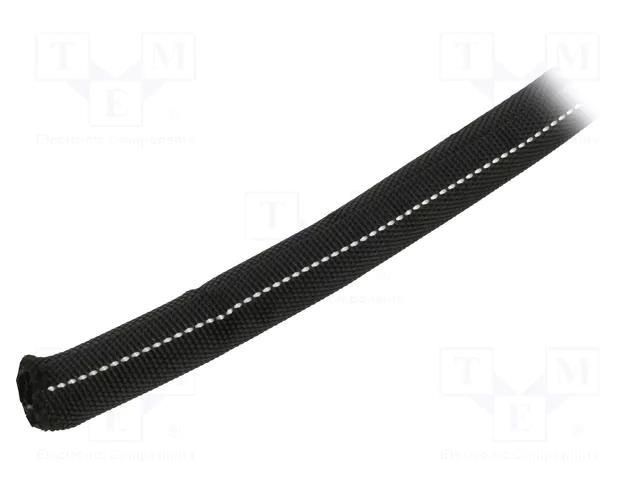 Braid; ØBraid : 5÷8mm; PET,polyester; black; -50÷125°C; incised HELLERMANNTYTON TWIST-IN-FR08-BK