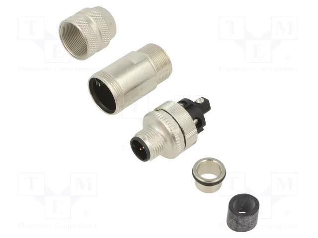 Connector: M12; male; 713; 60V; IP67; for cable; screw terminal BINDER 99-1437-812-05