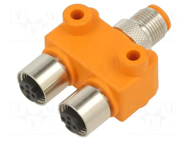 T adapter; M12 male,M12 female x2; PIN: 5; IP67; Y; mounting holes LUMBERG AUTOMATION ASBS2M12-5SF
