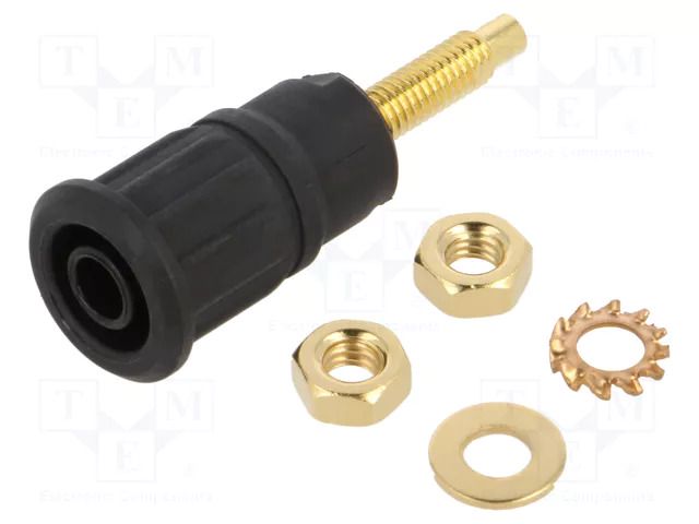 Connector: 4mm banana; socket; 1kV; 32A; black; gold-plated STÄUBLI SEB4-G-21