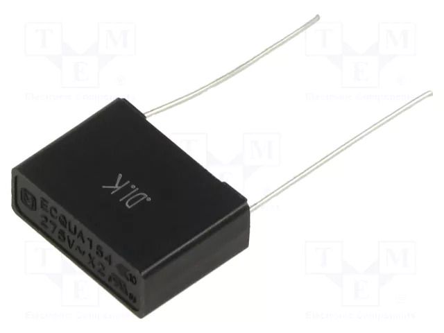 Capacitor: polypropylene; ECQUA; 0.15uF; 275VAC; 17.5x13x6mm; THT PANASONIC ECQUAAF154K