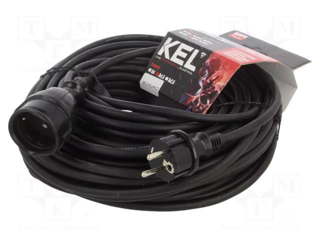 Extension lead; 3x1.5mm2; Sockets: 1; rubber; black; 30m; 16A KEL W-98199