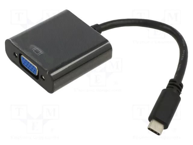 Adapter; D-Sub 15pin HD socket,USB C plug; 0.15m; black; black ART ART-OEM-C9