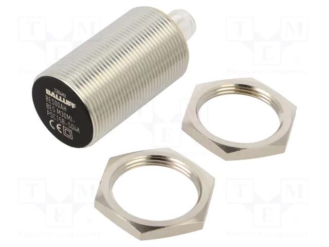 Sensor: inductive; OUT: PNP / NO; 0÷15mm; 10÷30VDC; M30; IP67; brass BALLUFF BES00AH