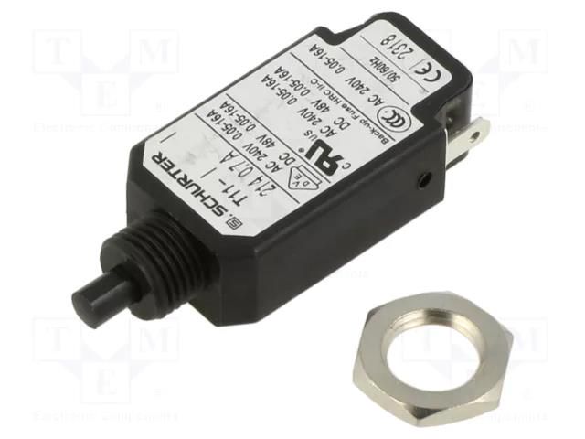 Circuit breaker; Urated: 240VAC; 48VDC; 0.7A; SPST; Poles: 1; screw SCHURTER T11-214-0.7A