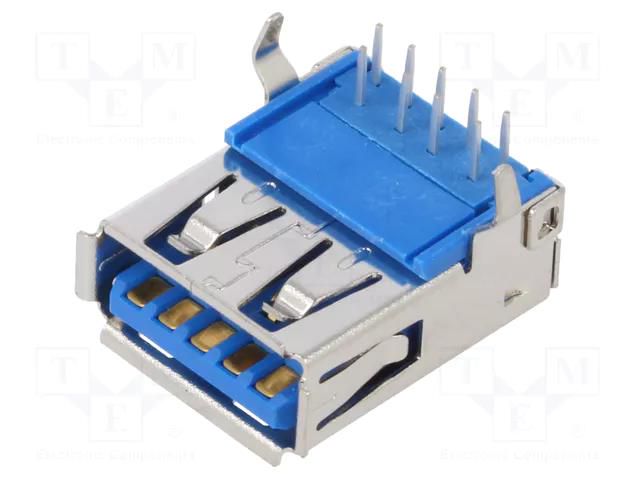 Connector: USB A; socket; THT; PIN: 9; angled 90°; USB 3.0; 3A GCT USB1135-15-9-L-B