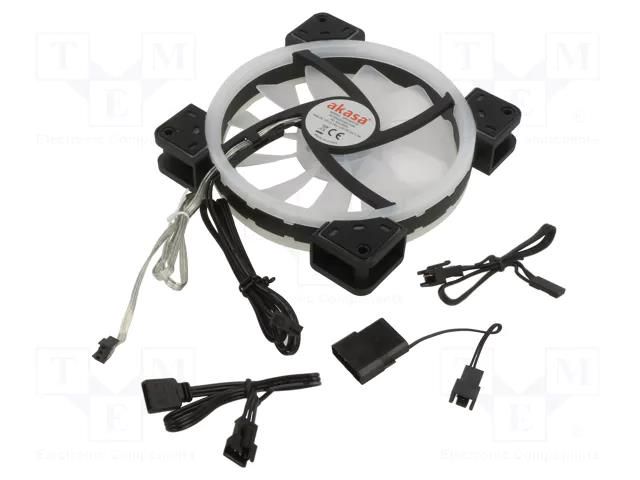 Fan: DC; axial; 12VDC; 140x140x25mm; 21.2dBA; ball; 1200rpm; 1pcs. Akasa AK-FN103