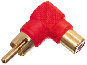 Adapter  RCA plug -socke, angled red 90° AD/RC-M:F/90-R 4012386013860