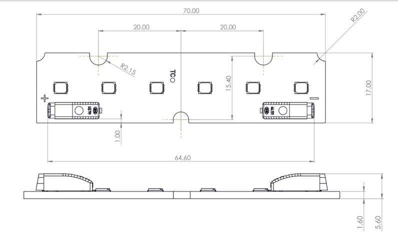 LED linear module, 70mm, CC 1050mA, 3W, 511lm, Samsung SMD, VALUE serija, AKTO AM-7/17-6p1sRA-NW