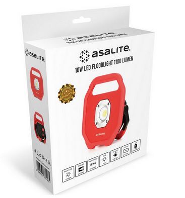RECHARGEABLE 10W LED Worklamp, 1100lm, 2x18650 (2400mAh), IPX4, Premium ASALITE ASAL0241 5999565661465