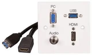 WALLPLATE 1G,HDMI,VGA,AUDIO,USB A PELR0089