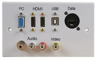 WALLPLATE, 2G, HDMI/VGA/USB B/AV/RJ45 PELR0103