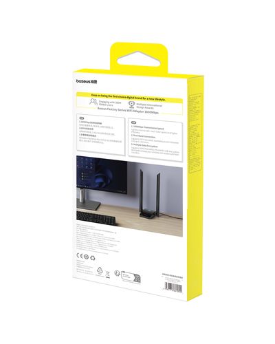 Wi-Fi USB Dual-band Adapter 2.4GHz 600Mbps + 5GHz 1200Mbps with External Antenna 2x5dBi, Black B01317600111-06 6932172661892