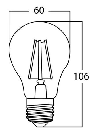 LED bulb E27 230V A60 8W 806lm, FILAMENT, warm white 2700K, dimmable BA38-60820 5949097720154