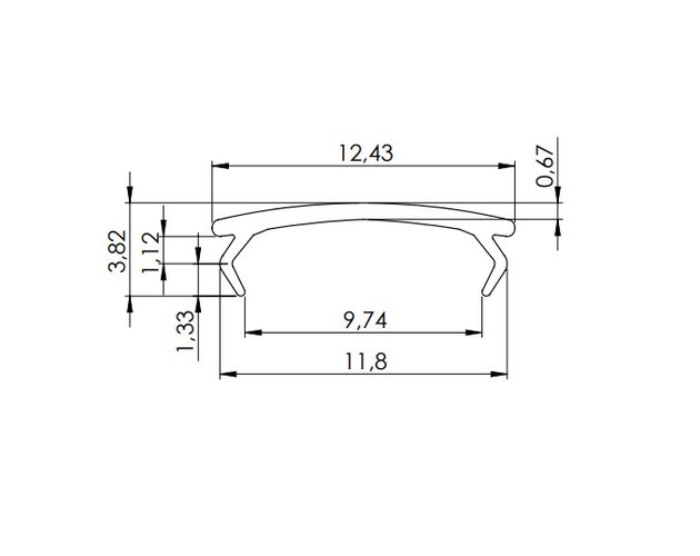 Cover PMMA transperent for profiles LUMINES A B C D Y MONO, V2, 3m PROF-BASICv2-TRAN3 5904405932384