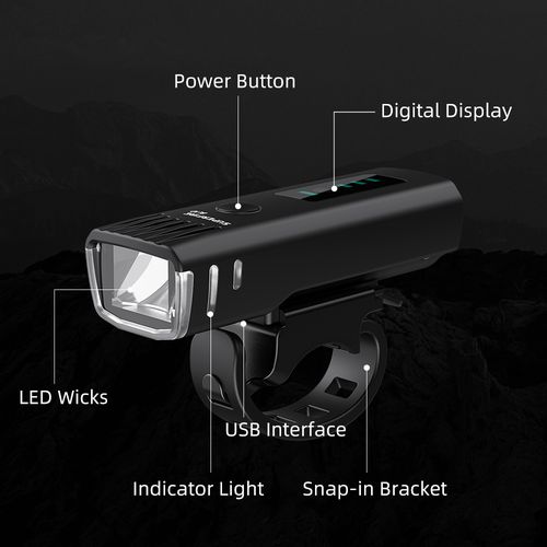 Bicycle flashlight BL10, with reflector and light sensor, rechargable USB C, 250lm, 5W, IP43 SUPERFIRE-BL10 6956362995574