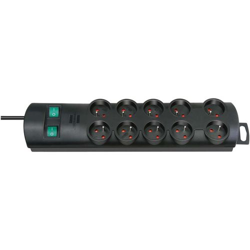 Primera-Line 10-way power strip 2.00 m H05VV-F 3G1.5 Black TYPE E BN-1153304120 4007123214365