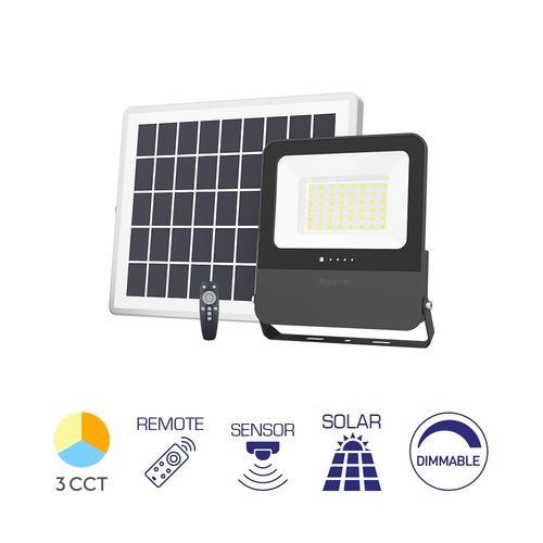 LED solar floodlight with motion sensor and remote controller, 30W, 1200lm, CCT, IP65 BT64-01281 5949097739217