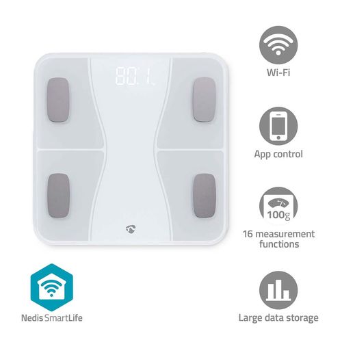 SmartLife Personal Scale | Bluetooth® | BMI / BMR / Bones / Fat / Muscles / Water / Weight | 12 | Peak load: 180 kg | Android™ / IOS | ABS / Glass | White BTHPS11WT 5412810450831