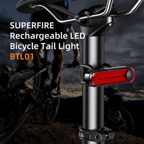 Bicycle tail light, RED, rechargable micro USB, 1W, 4.5h., IP44, 230mAh SUPERFIRE-BTL01 6956362995109