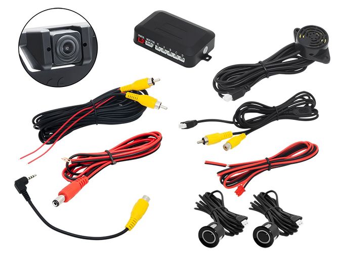 Rear view camera in licence plate frame with parking sensors BVS-548 5900804103554