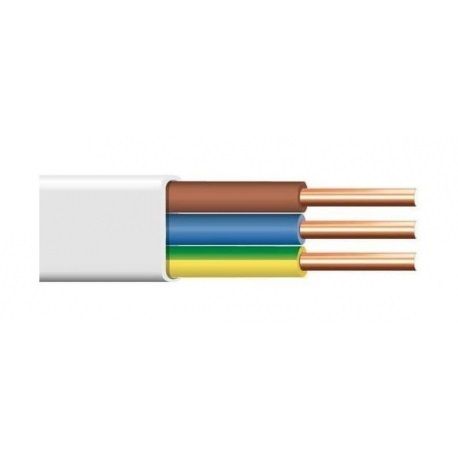 Cable  3x1.5mm², 25m reel, white, flat, solid conductor, YDYp BVV-P/3x1.5 4779016540850